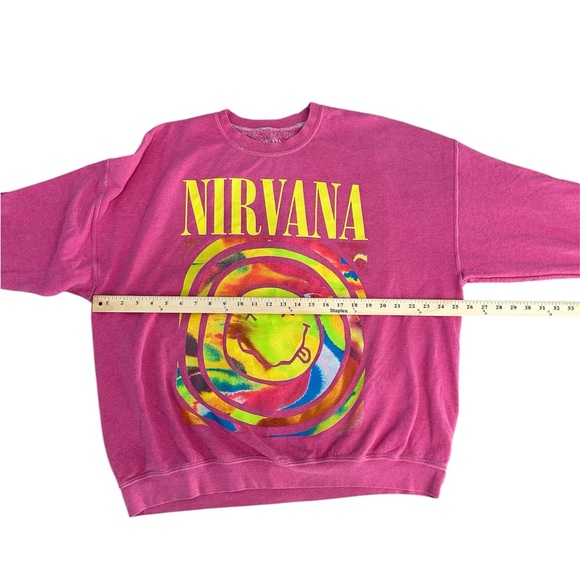 NIRVANA Kids Pink Sweatshirt with Colorful Graphic- weathered , comfy- large - Picture 3 of 6